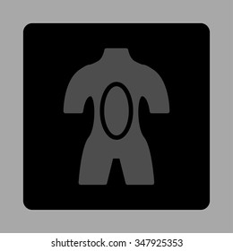 Anatomy vector icon. Style is flat rounded square button, gray and black colors, silver background.