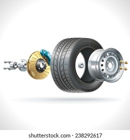 Anatomy of a vehicle wheel disposed on one axis