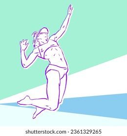 Anatomy of woman jumping vector for card, decoration, illustration
