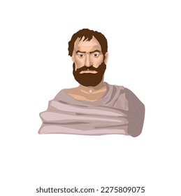 Anaximander es un filósofo jónico que vivió en Miletos en el periodo presocrático. Él es un estudiante de Thales. Según él, la primera sustancia es apeiron. Retrato de ilustración vectorial.