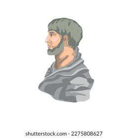 Anaximenes (585 BC - 525 BC) was a philosopher of Miletus. He is a philosopher of the natura. According to him, the first substance is air. Vector illustration portrait.
