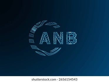 Diseño de Vector de logotipo de letra poli baja ANB. Diseño de logotipo de poliéster inferior ANB. Diseño único del logotipo de baja poli ANB.