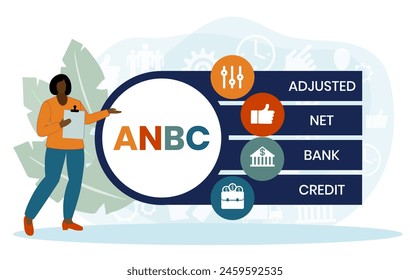 ANBC, ADJUSTED NET BANK CREDIT. Concept with keyword and icons. Flat vector illustration. Isolated on white.