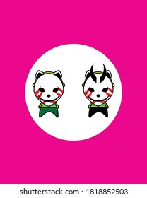 Anbu masked horned cute little boy Illustration design