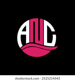 ANC logo monogram isolated on circle element design template, ANC letter logo design on black background. ANC creative initials letter logo concept. ANC.
