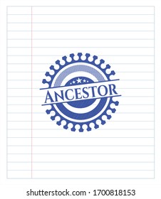 Ancestor draw with pen effect. Blue ink. Vector Illustration. Detailed.