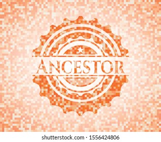 Ancestor orange mosaic emblem with background