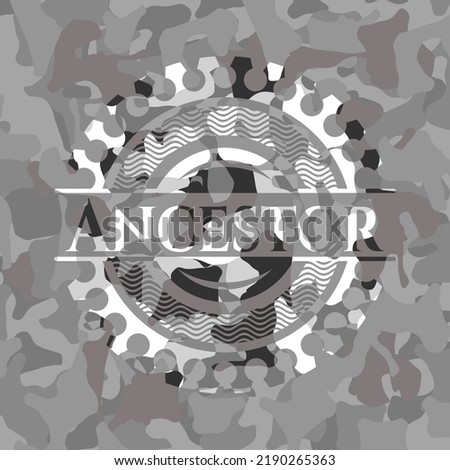 Ancestor written on a grey camo texture 