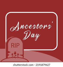 Ancestors' Day For Social Media Post, September 27, With Tomb, Tombstone Illustration. Vector Illustration. Ancestor Appreciation Day. Design Concept, Template.