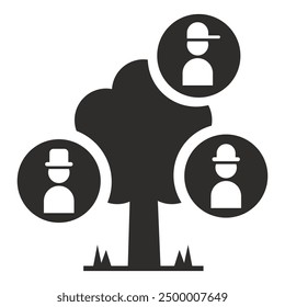 ancestors symbol, family tree icon, flat vector illustration isolated on white background