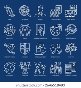 Symbolsatz für Ahnenforschung und Genetik. Vektorgrafik