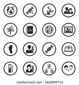 Ancestry Icons. Black Flat Design In Circle. Vector Illustration.