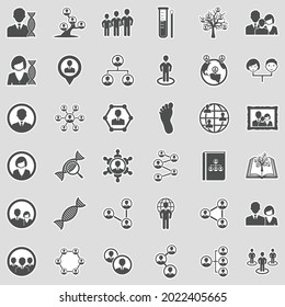 Ancestry Icons. Sticker Design. Vector Illustration.
