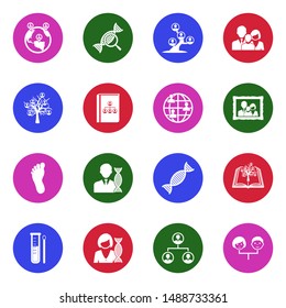 Ancestry Icons. White Flat Design In Circle. Vector Illustration.