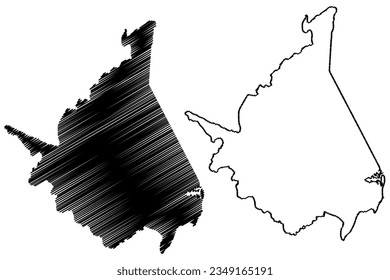 Mapa de ilustraciones vectoriales del municipio de Anchieta (estado de Espírito Santo, municipios de Brasil, República Federativa del Brasil), esbozo de garabatos Mapa de Anchieta