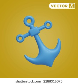 anchor 3D vector icon set, on a dark orange background svg
