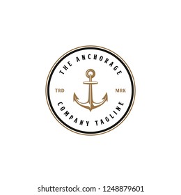 The Anchor Anchorage Logo Company In Vintage Circle Line Badge Designs