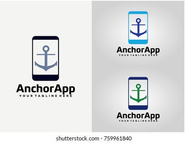 Anchor App Logo Template Design. Creative Vector Emblem for Icon or Design Concept