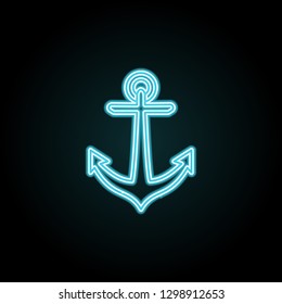 anchor, armature icon in neon style. Simple thin line, outline vector of Summer icons for UI and UX, website or mobile application