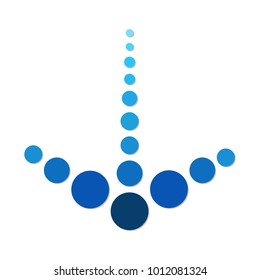 Anchor arrow design made from dark and light blue dots.