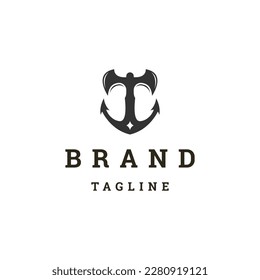 Anchor axe logo icon design template flat vector