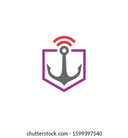 Anchor badge symbol with signal icon in the logo design