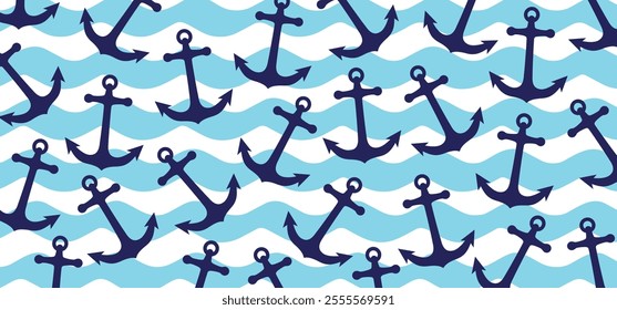 Anchor banner emblem. Cartoon anchor marine symbol or logo. Ship or boat anchors. Shipping signs. Ships anchored.