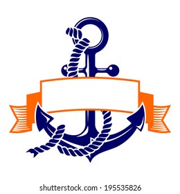 anchor with a banner symbol. vector illustration