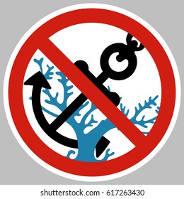 Anchor. Be careful, corals.
Information sign of a warning character, the presence and actions of a person in the aquatic environment.