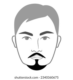 Anchor Beard style men in face illustration Facial hair Original Stache mustache. Vector grey black portrait male Fashion template flat barber. Stylish hairstyle isolated outline on white background.