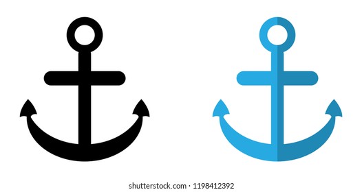 anchor   black icon,  and  anchor  
flat design icon 