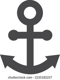 Anchor black icon. Sea travel symbol. Marine sign