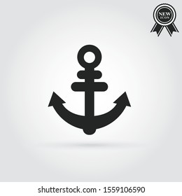 Anchor black icon. Vector design symbol of marine equipment.