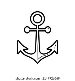 Anchor black line simple vector icon sailor symbol