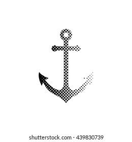 Anchor - black vector icon;  halftone illustration