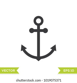 anchor black web icon flat on white background vector template illustration 