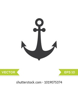 anchor black web icon flat on white background vector template illustration 