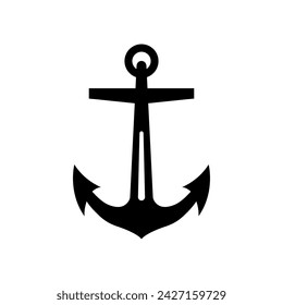 Anchor black and white flat vector icon