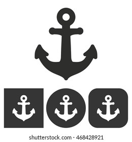 Anchor - black and white icons. Vector illustration.