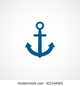 Anchor Blue Flat Icon On White Background