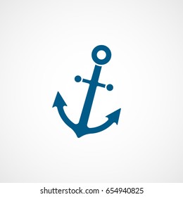 Anchor Blue Flat Icon On White Background