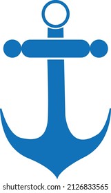 Anchor blue line icon vector 