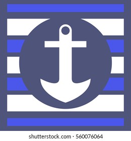 anchor with blue line and white background