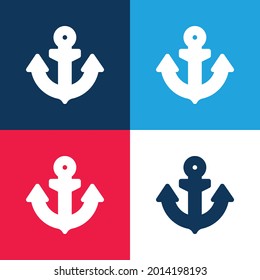 Anchor blue and red four color minimal icon set