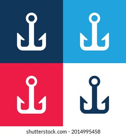 Anclaje azul y rojo cuatro colores conjunto de iconos mínimo