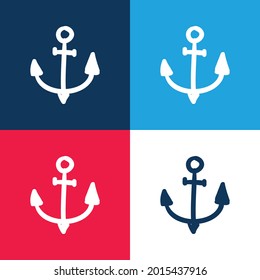 Anchor blue and red four color minimal icon set