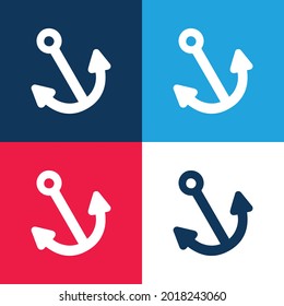Anchor blue and red four color minimal icon set
