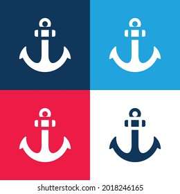 Anchor blue and red four color minimal icon set