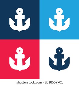 Vier-Farben-Minimal-Icon-Set für Ankerblau und Rot