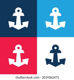 Anchor blue and red four color minimal icon set